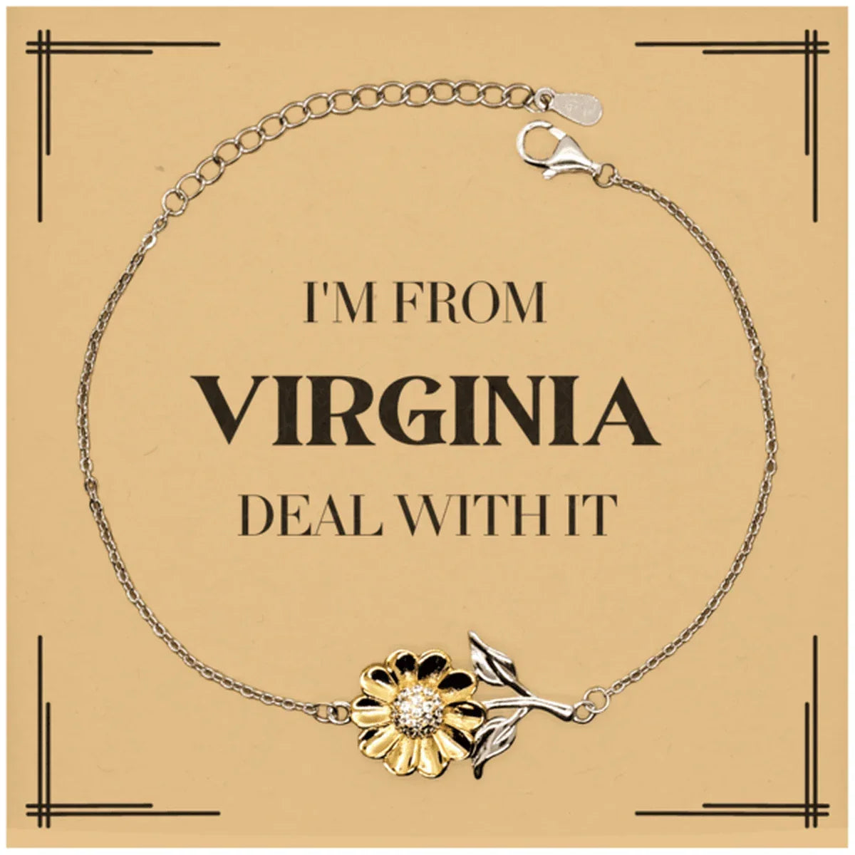 I'm from Virginia, Deal with it, Proud Virginia State Gifts, Virginia Sunflower Bracelet Gift Idea, Christmas Gifts for Virginia People, Coworkers, Colleague