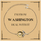 I'm from Washington, Deal with it, Proud Washington State Gifts, Washington Sunflower Bracelet Gift Idea, Christmas Gifts for Washington People, Coworkers, Colleague