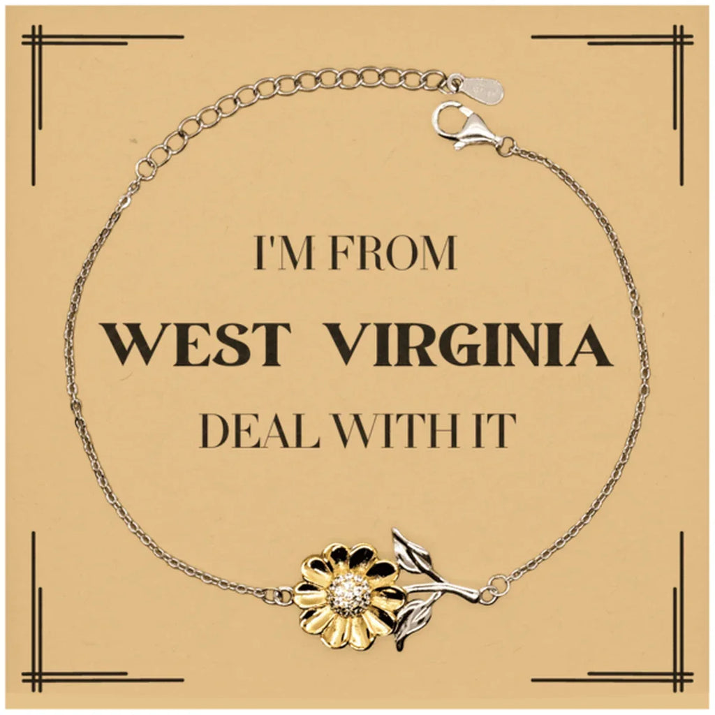 I'm from West Virginia, Deal with it, Proud West Virginia State Gifts, West Virginia Sunflower Bracelet Gift Idea, Christmas Gifts for West Virginia People, Coworkers, Colleague