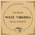 I'm from West Virginia, Deal with it, Proud West Virginia State Gifts, West Virginia Sunflower Bracelet Gift Idea, Christmas Gifts for West Virginia People, Coworkers, Colleague