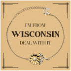 I'm from Wisconsin, Deal with it, Proud Wisconsin State Gifts, Wisconsin Sunflower Bracelet Gift Idea, Christmas Gifts for Wisconsin People, Coworkers, Colleague