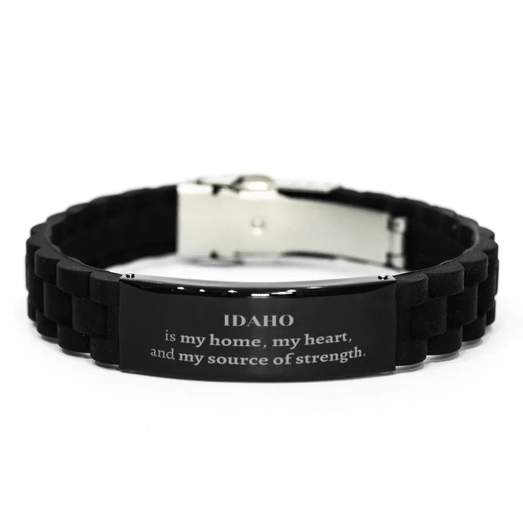 Idaho is my home Gifts, Lovely Idaho Birthday Christmas Black Glidelock Clasp Bracelet For People from Idaho, Men, Women, Friends
