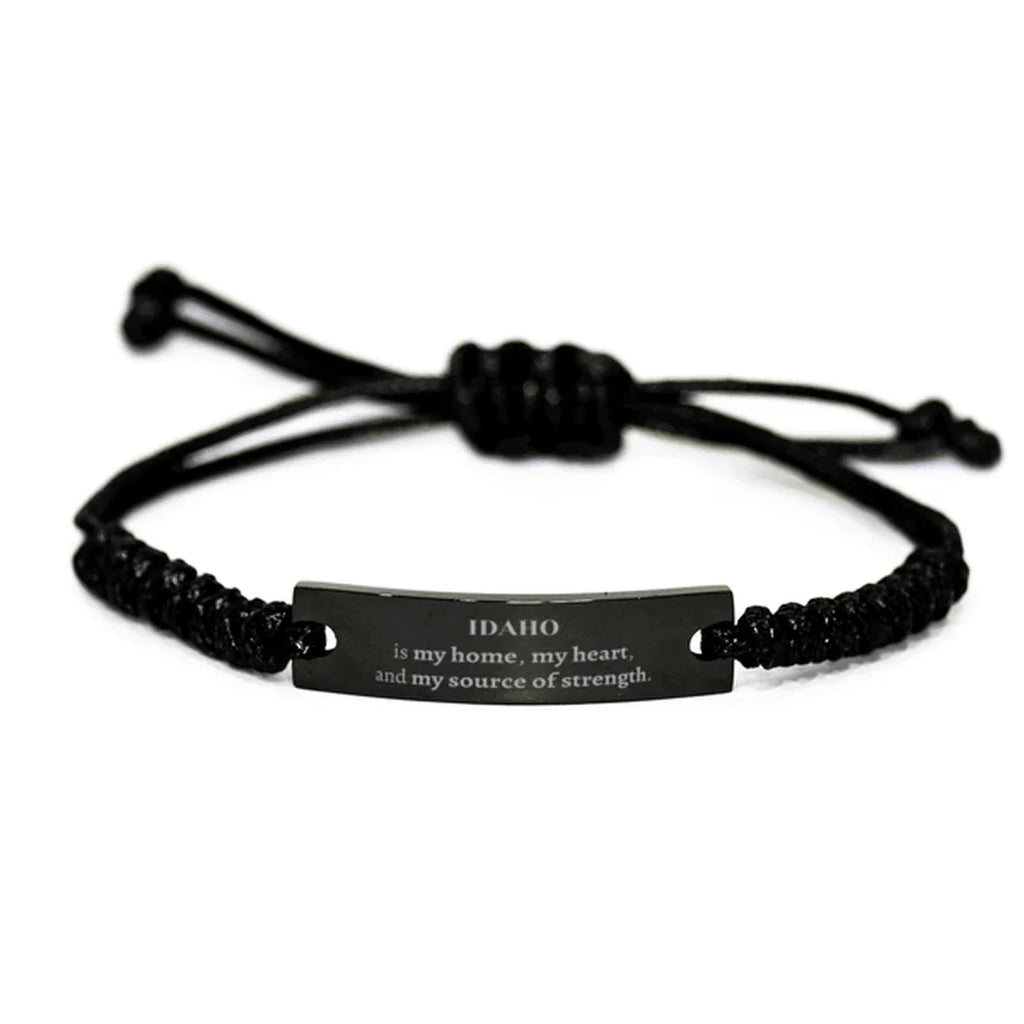 Idaho is my home Gifts, Lovely Idaho Birthday Christmas Black Rope Bracelet For People from Idaho, Men, Women, Friends