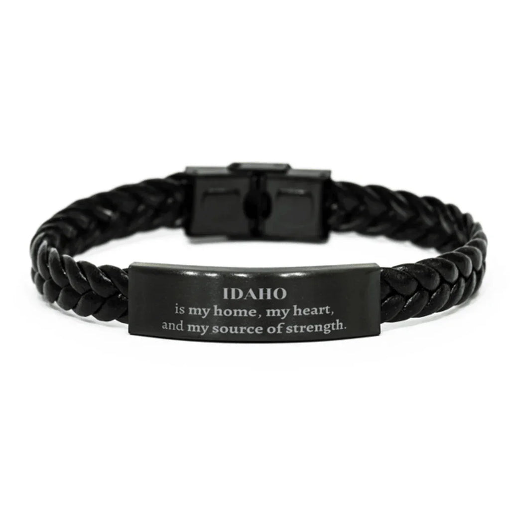 Idaho is my home Gifts, Lovely Idaho Birthday Christmas Braided Leather Bracelet For People from Idaho, Men, Women, Friends