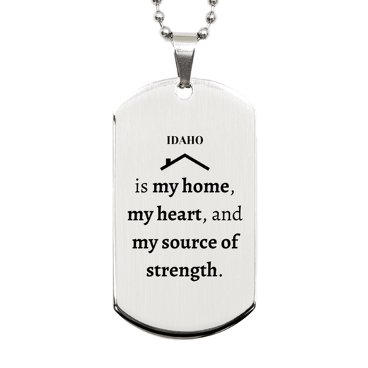Idaho is my home Gifts, Lovely Idaho Birthday Christmas Silver Dog Tag For People from Idaho, Men, Women, Friends - Mallard Moon Gift Shop