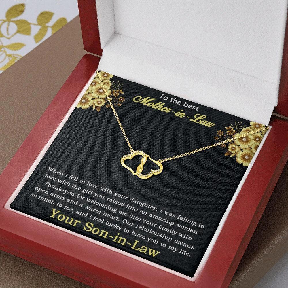Gift for Mother-in-Law from Son-in-Law Gold Heart and Real Diamond Pendant Necklace