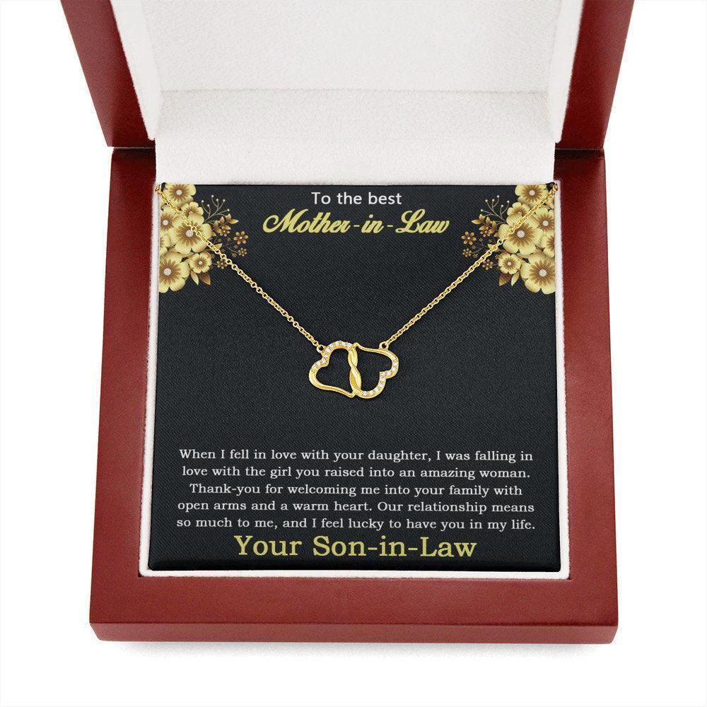 Gift for Mother-in-Law from Son-in-Law Gold Heart and Real Diamond Pendant Necklace