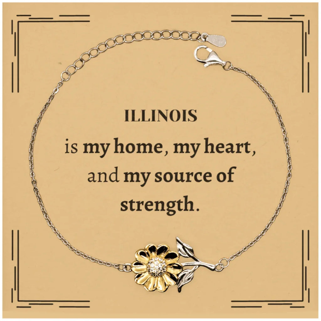 Illinois is my home Gifts, Lovely Illinois Birthday Christmas Sunflower Bracelet For People from Illinois, Men, Women, Friends