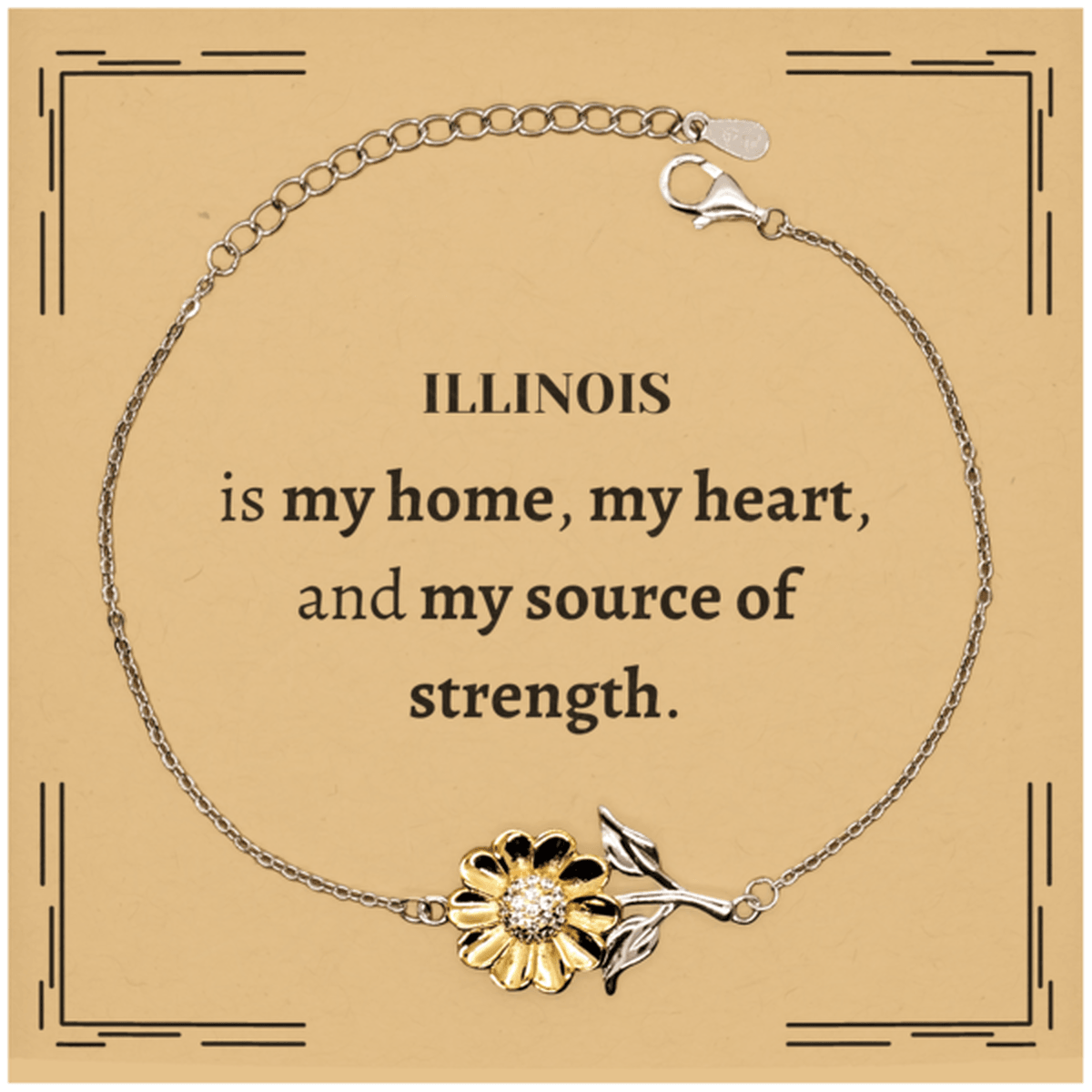 Illinois is my home Gifts, Lovely Illinois Birthday Christmas Sunflower Bracelet For People from Illinois, Men, Women, Friends - Mallard Moon Gift Shop