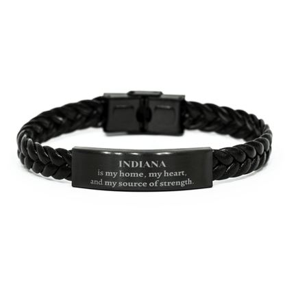 Indiana is my home Gifts, Lovely Indiana Birthday Christmas Braided Leather Bracelet For People from Indiana, Men, Women, Friends - Mallard Moon Gift Shop