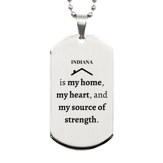 Indiana is my home Gifts, Lovely Indiana Birthday Christmas Silver Dog Tag For People from Indiana, Men, Women, Friends - Mallard Moon Gift Shop
