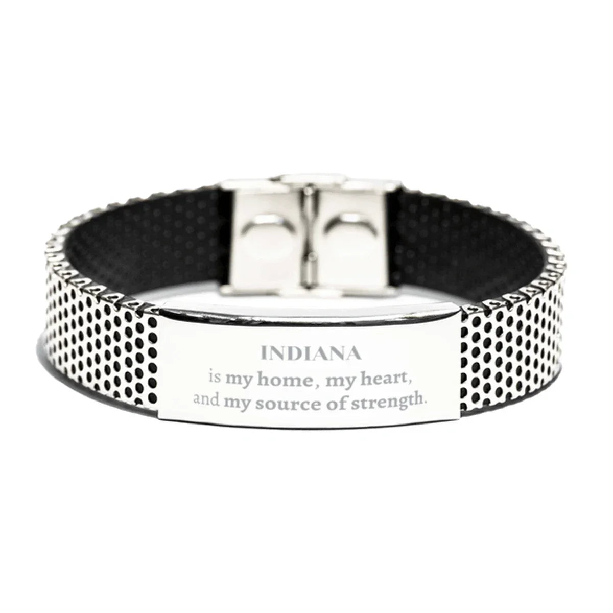 Indiana is my home Gifts, Lovely Indiana Birthday Christmas Stainless Steel Bracelet For People from Indiana, Men, Women, Friends