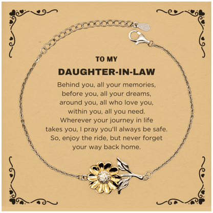 Inspirational Daughter-In-Law Sunflower Bracelet - Behind you, all your Memories, Before you, all your Dreams - Birthday, Christmas Gifts - Mallard Moon Gift Shop