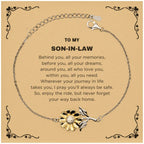 Inspirational Son-In-Law Sunflower Bracelet - Behind you, all your Memories, Before you, all your Dreams - Birthday, Christmas Holiday Gifts