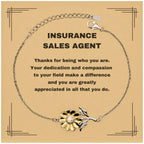 Insurance Sales Agent Sunflower Bracelet - Thanks for being who you are - Birthday Christmas Jewelry Gifts Coworkers Colleague Boss