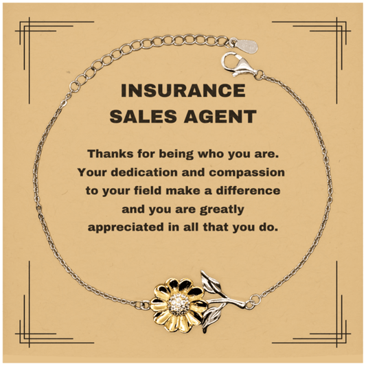 Insurance Sales Agent Sunflower Bracelet - Thanks for being who you are - Birthday Christmas Jewelry Gifts Coworkers Colleague Boss - Mallard Moon Gift Shop