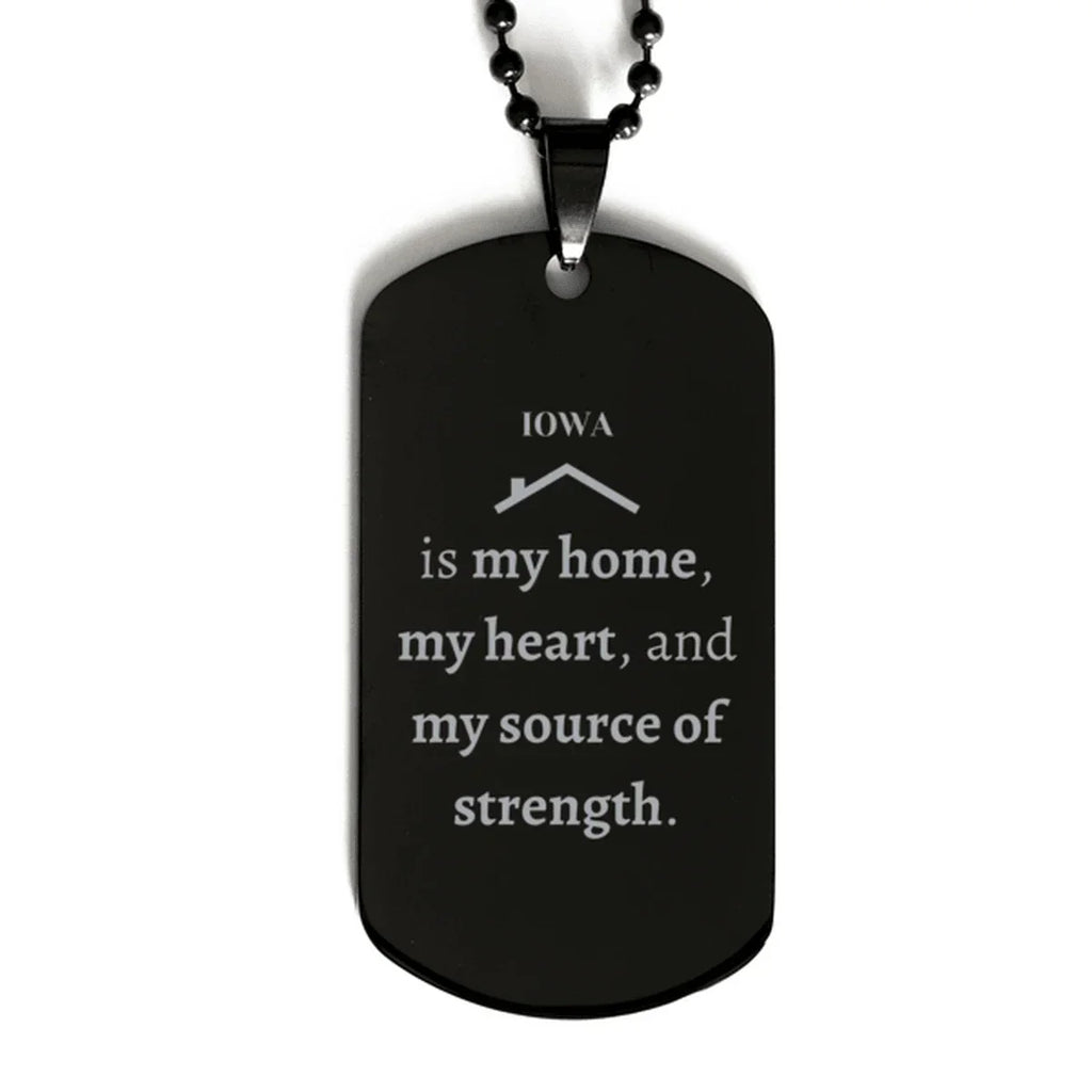 Iowa is my home Gifts, Lovely Iowa Birthday Christmas Black Dog Tag For People from Iowa, Men, Women, Friends