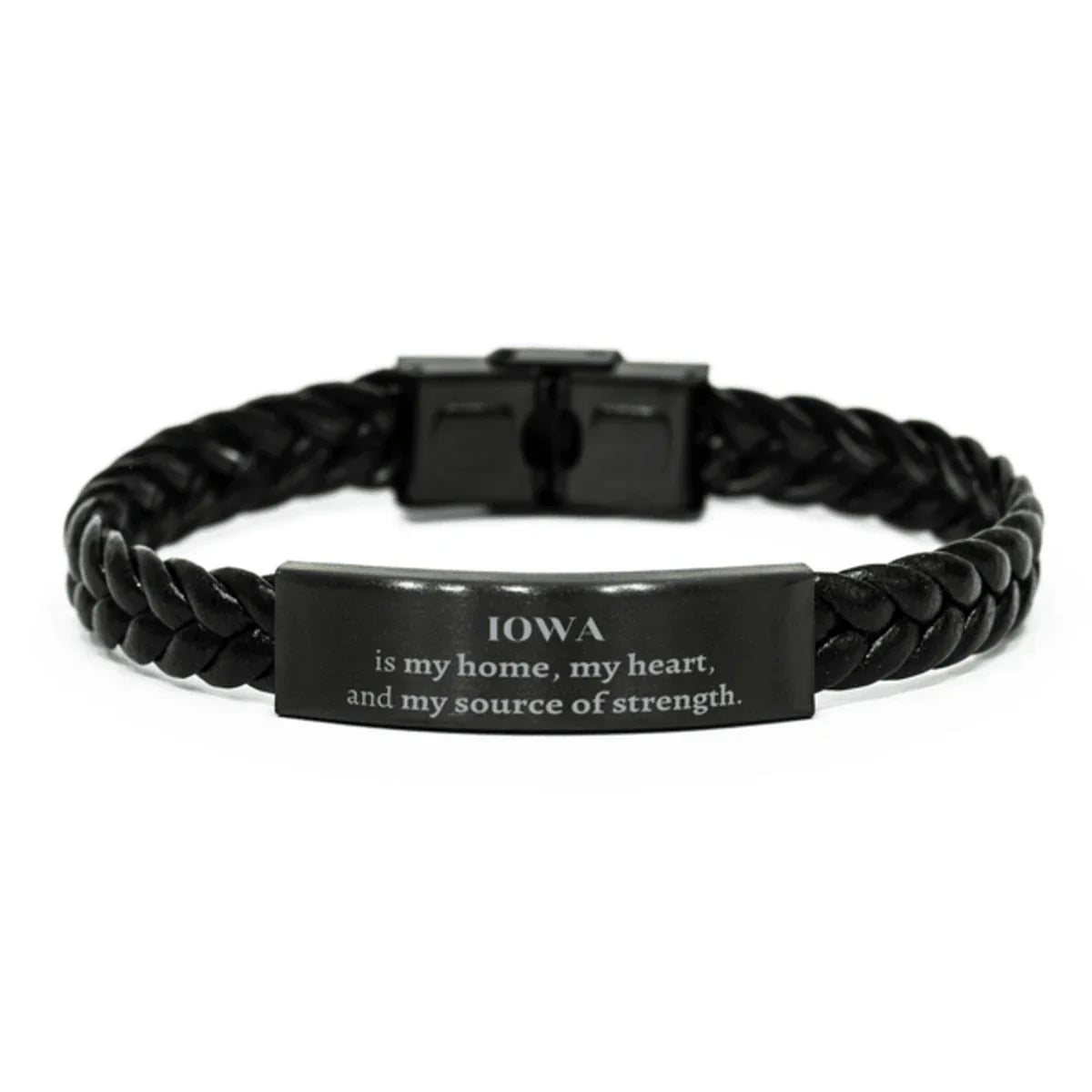 Iowa is my home Gifts, Lovely Iowa Birthday Christmas Braided Leather Bracelet For People from Iowa, Men, Women, Friends