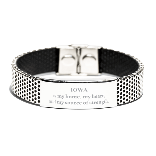 Iowa is my home Gifts, Lovely Iowa Birthday Christmas Stainless Steel Bracelet For People from Iowa, Men, Women, Friends - Mallard Moon Gift Shop