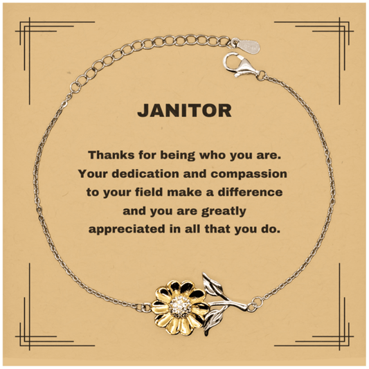 Janitor Sunflower Bracelet - Thanks for being who you are - Birthday Christmas Jewelry Gifts Coworkers Colleague Boss - Mallard Moon Gift Shop