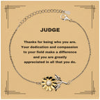 Judge Sunflower Bracelet - Thanks for being who you are - Birthday Christmas Jewelry Gifts Coworkers Colleague Boss