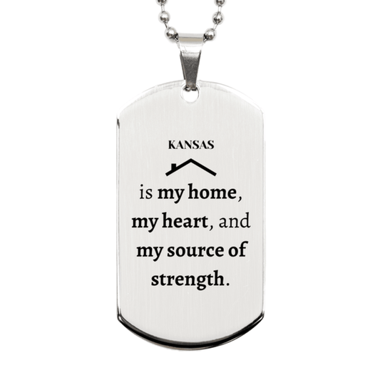 Kansas is my home Gifts, Lovely Kansas Birthday Christmas Silver Dog Tag For People from Kansas, Men, Women, Friends - Mallard Moon Gift Shop