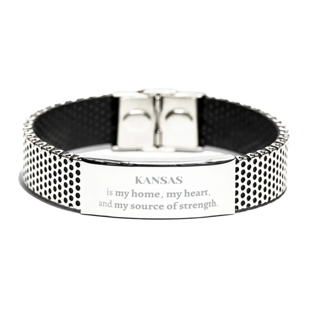 Kansas is my home Gifts, Lovely Kansas Birthday Christmas Stainless Steel Bracelet For People from Kansas, Men, Women, Friends