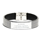 Kansas is my home Gifts, Lovely Kansas Birthday Christmas Stainless Steel Bracelet For People from Kansas, Men, Women, Friends