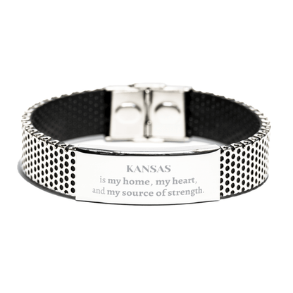 Kansas is my home Gifts, Lovely Kansas Birthday Christmas Stainless Steel Bracelet For People from Kansas, Men, Women, Friends - Mallard Moon Gift Shop