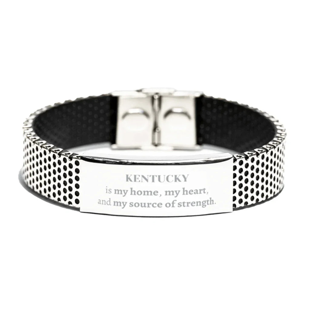 Kentucky is my home Gifts, Lovely Kentucky Birthday Christmas Stainless Steel Bracelet For People from Kentucky, Men, Women, Friends
