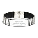 Kentucky is my home Gifts, Lovely Kentucky Birthday Christmas Stainless Steel Bracelet For People from Kentucky, Men, Women, Friends