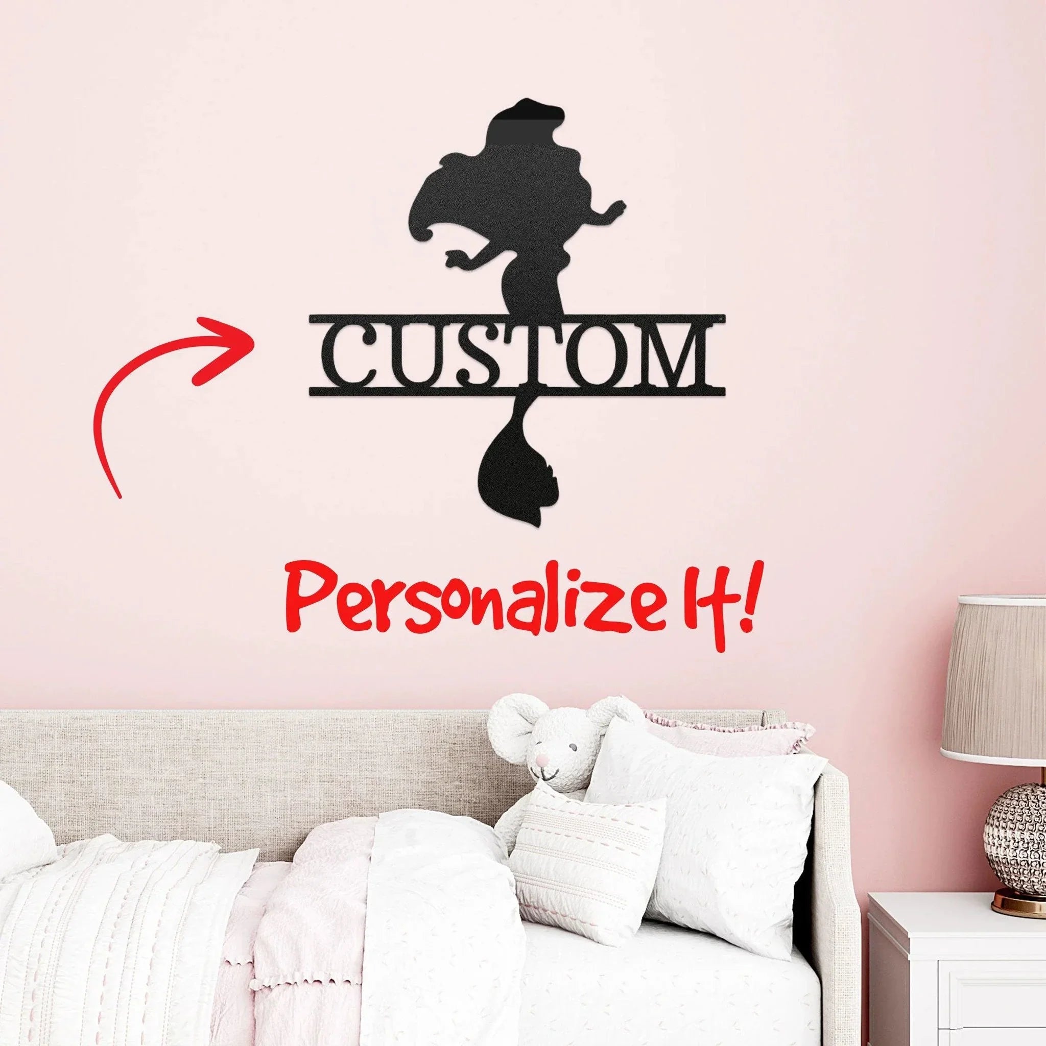 Princess Ariel Custom Name Metal Art Wall Sign