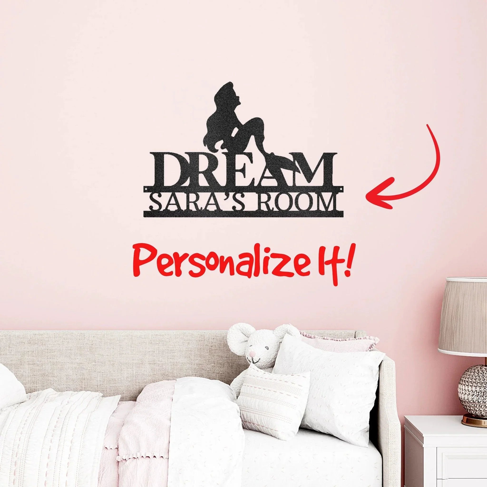 Mermaid Dreams Custom Name Metal Art Wall Sign