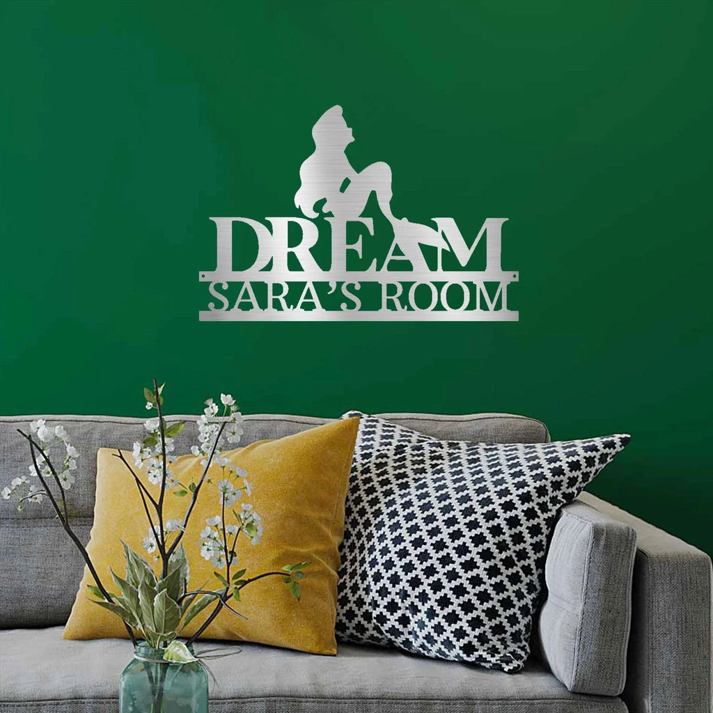 Mermaid Dreams Custom Name Metal Art Wall Sign