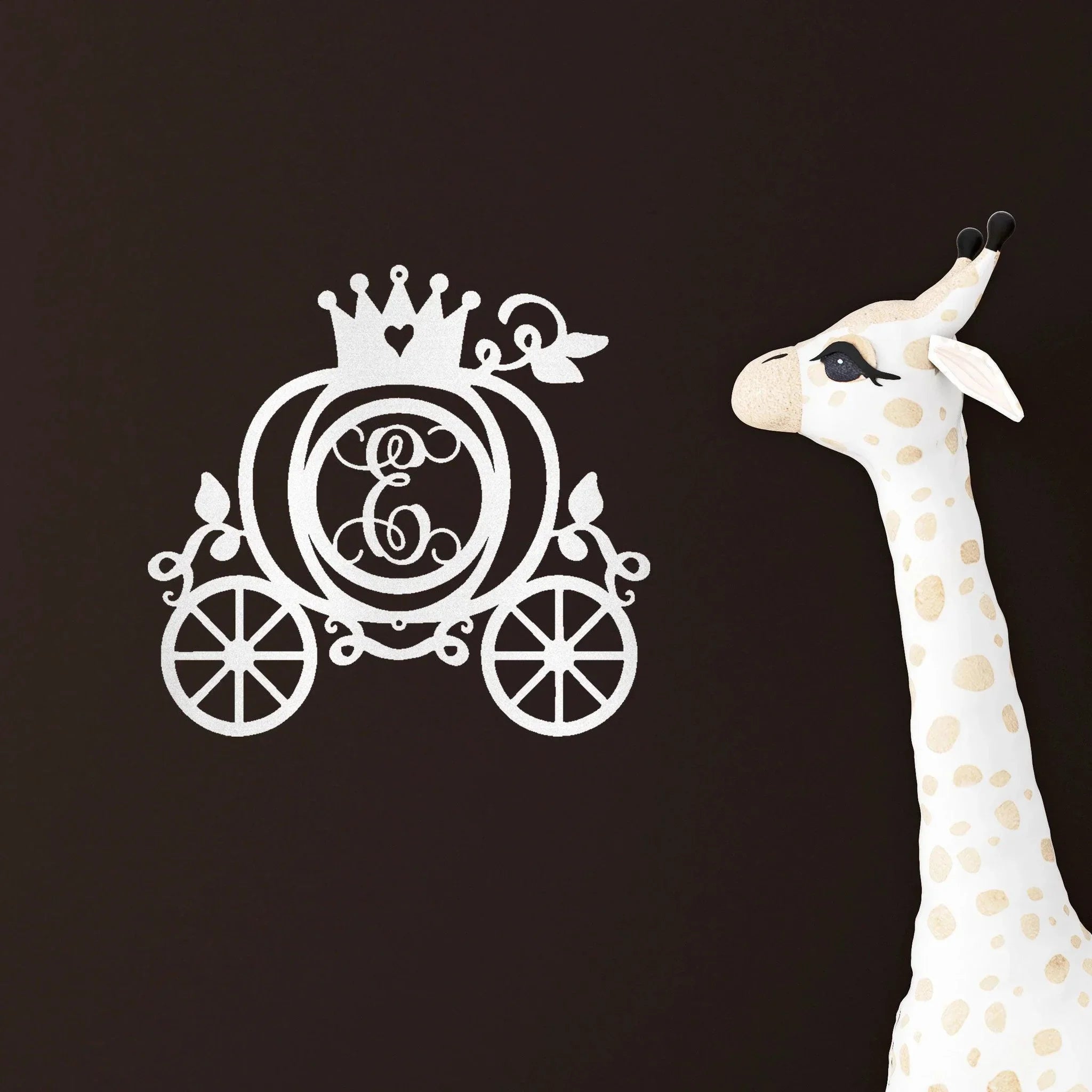 Cinderella Princess Pumpkin Carriage Custom Initial Metal Art Wall Sign Decor