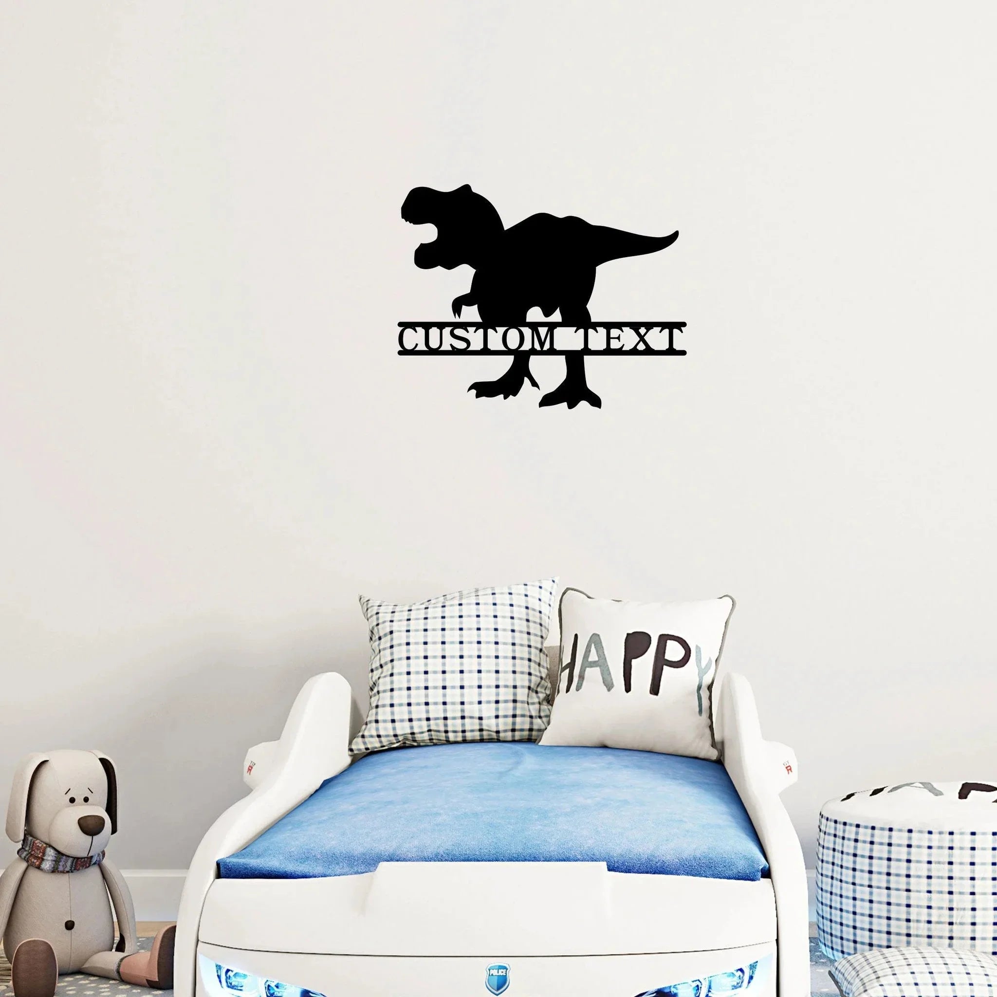 Dinosaur T-Rex Personalized Name Metal Art Wall Sign