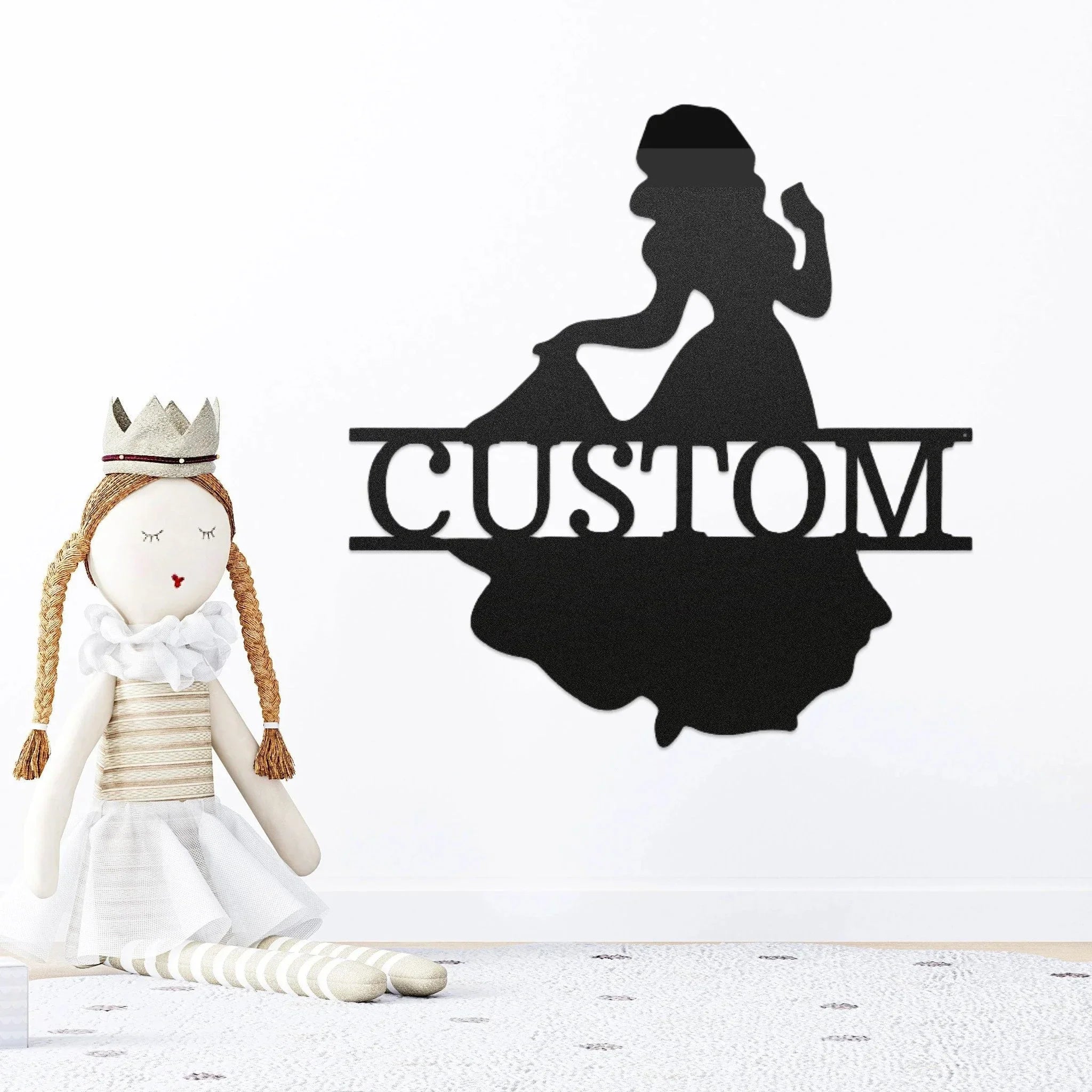 Princess Silhouette Monogram Metal Art Steel Wall Sign