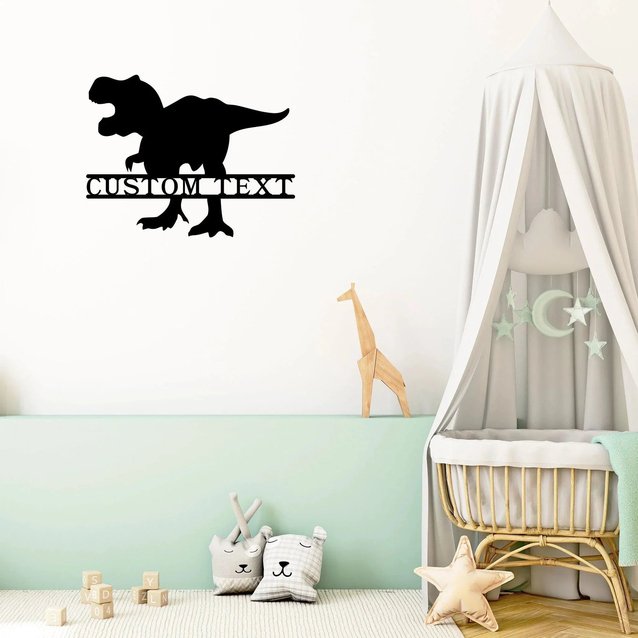 Dinosaur T-Rex Personalized Name Metal Art Wall Sign
