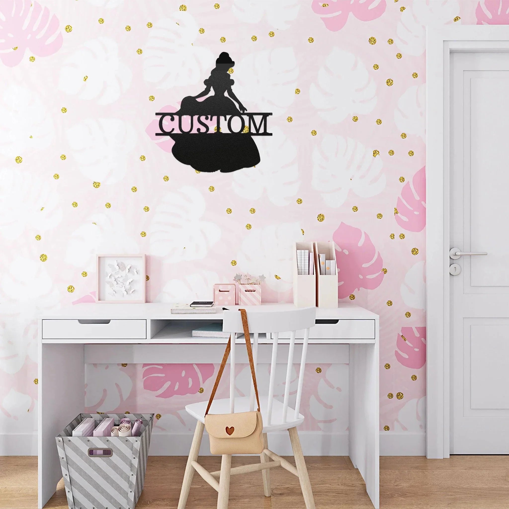 Princess Belle Personalized Name Metal Art Wall Sign