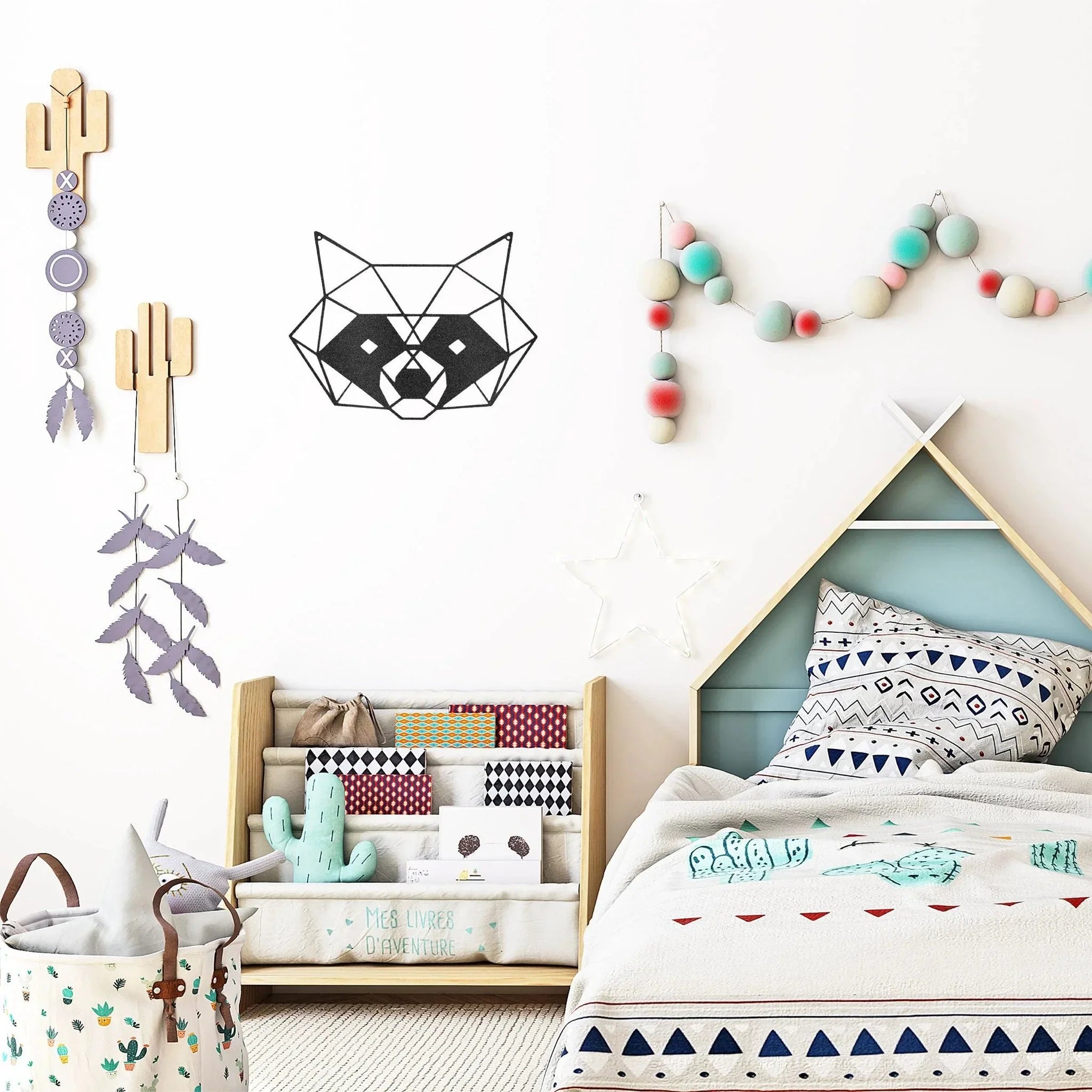Geometric Raccoon Indoor Outdoor Steel Wall Sign