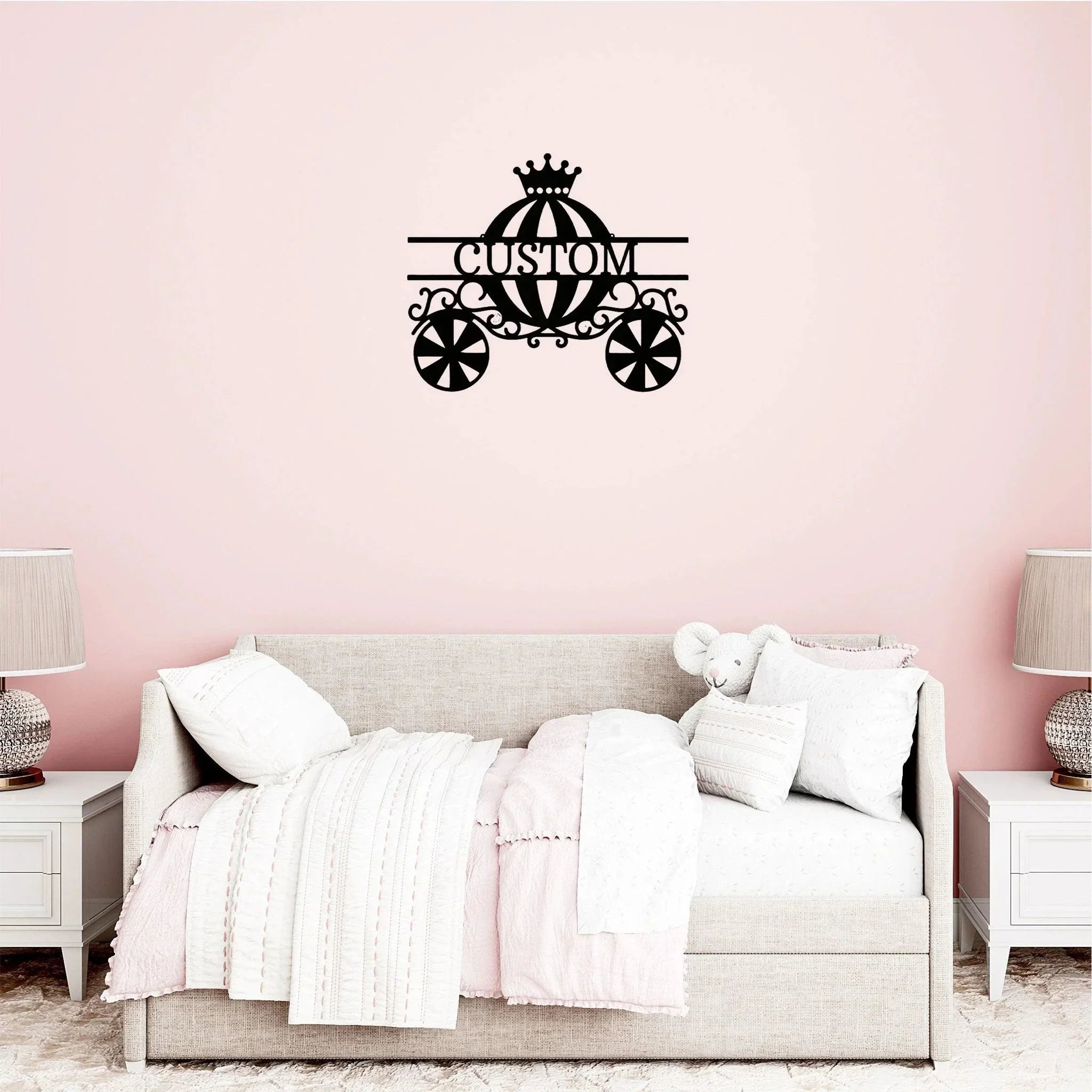 Princess Cinderella Pumpkin Carriage Custom Name Metal Art Wall Sign