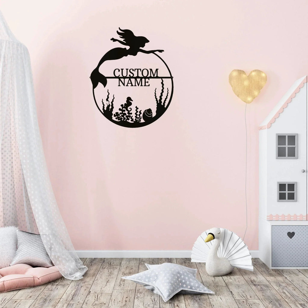 Mermaid Custom Name Metal Art Wall Sign
