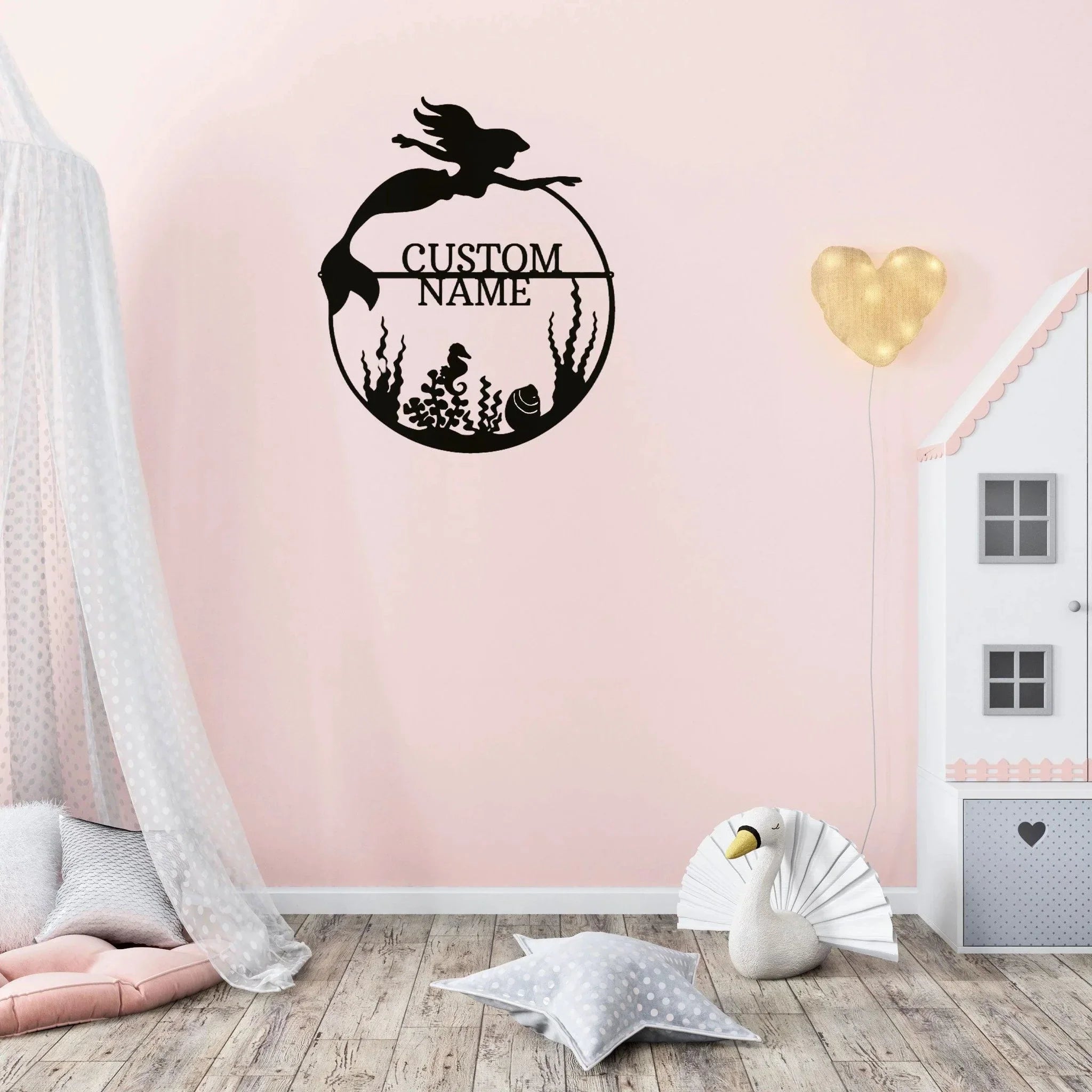 Mermaid Custom Name Metal Art Wall Sign