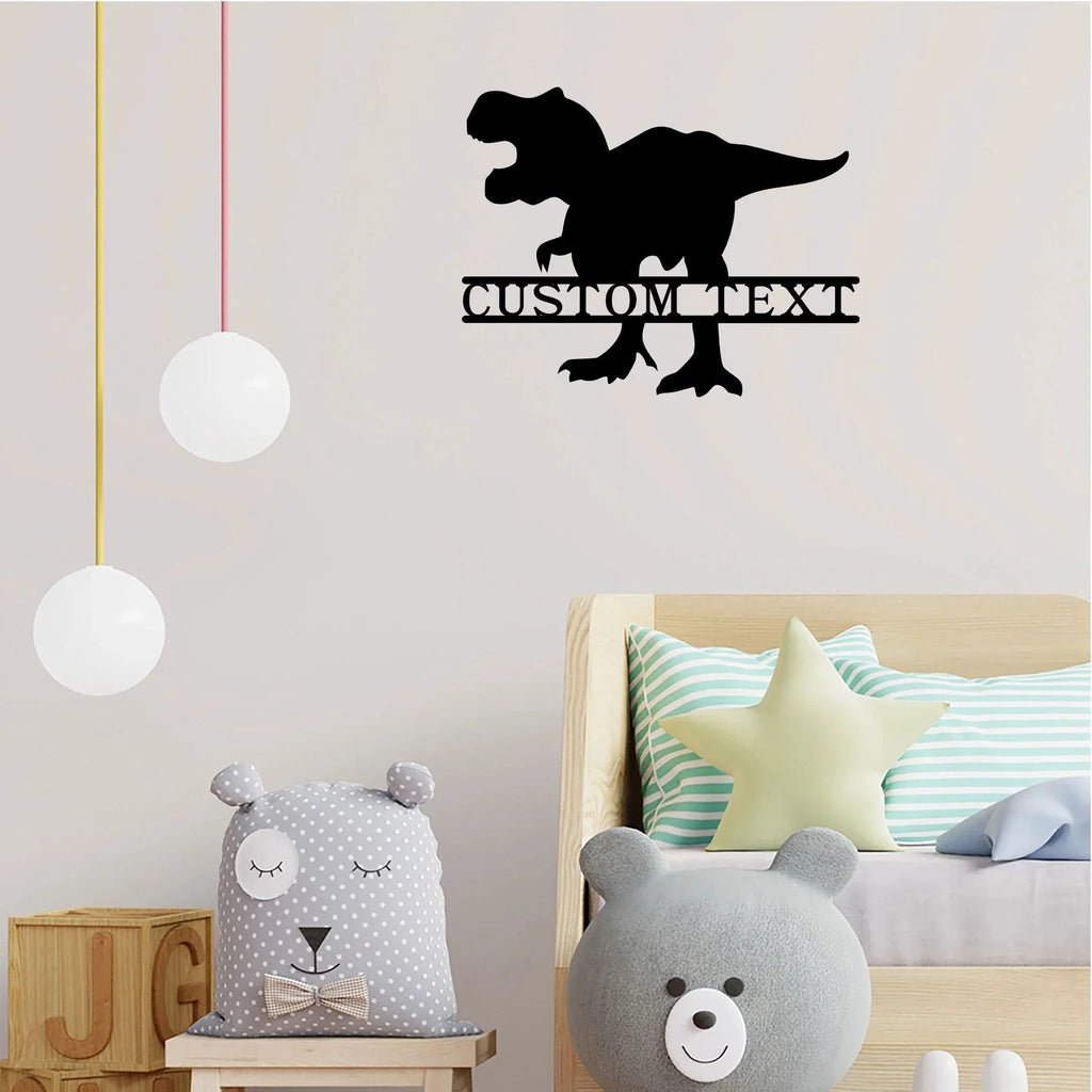 Dinosaur T-Rex Personalized Name Metal Art Wall Sign