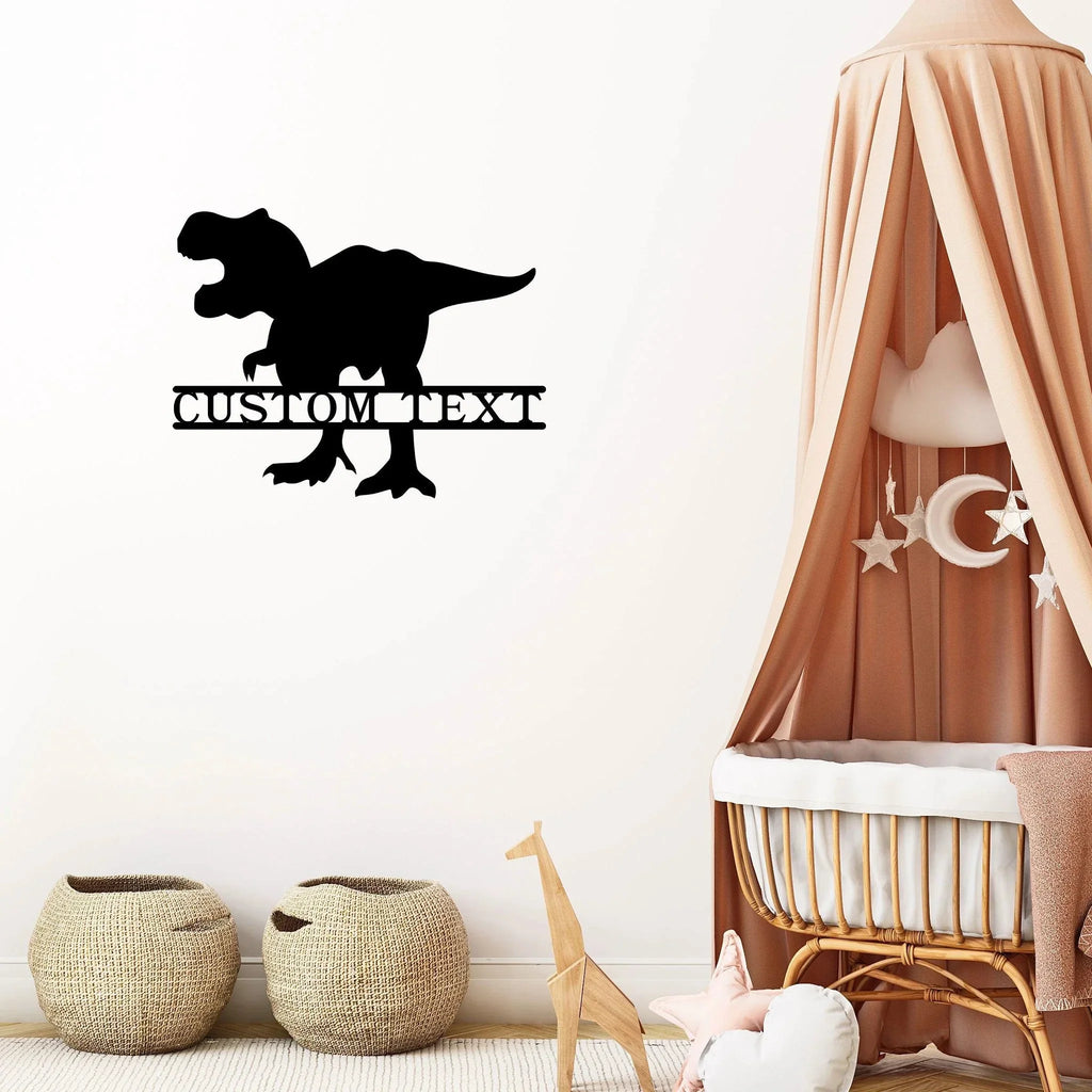Dinosaur T-Rex Personalized Name Metal Art Wall Sign