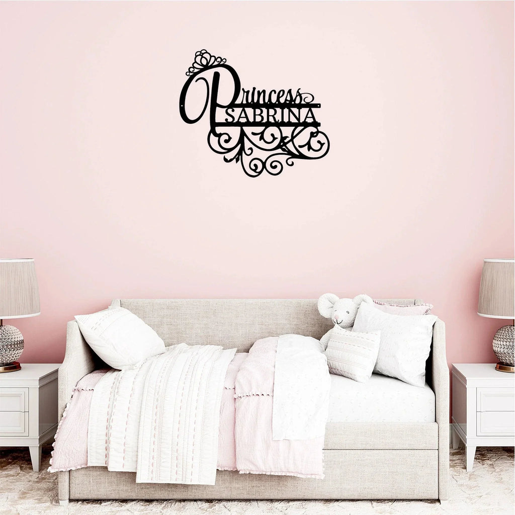 Princess Crown Custom Name Metal Art Wall Sign