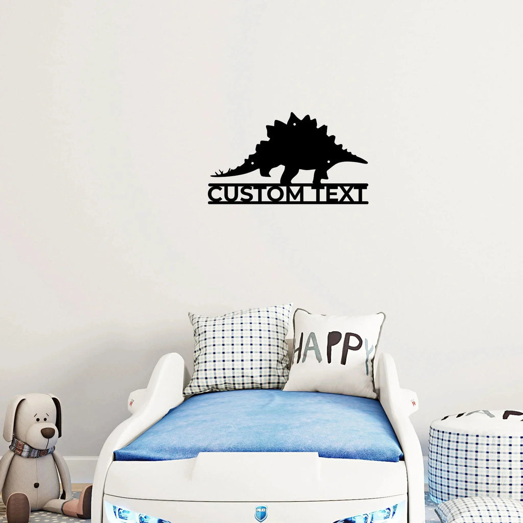 Dinosaur Stegosaurus Custom Name Metal Sign Wall Art