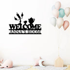 Candlestick and Teacup Beauty and the Beast Characters Welcome Custom Name Metal Art Wall Sign
