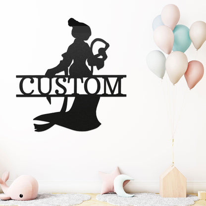 Princess Mulan Personalized Name Metal Art Wall Sign Home Decor - Mallard Moon Gift Shop