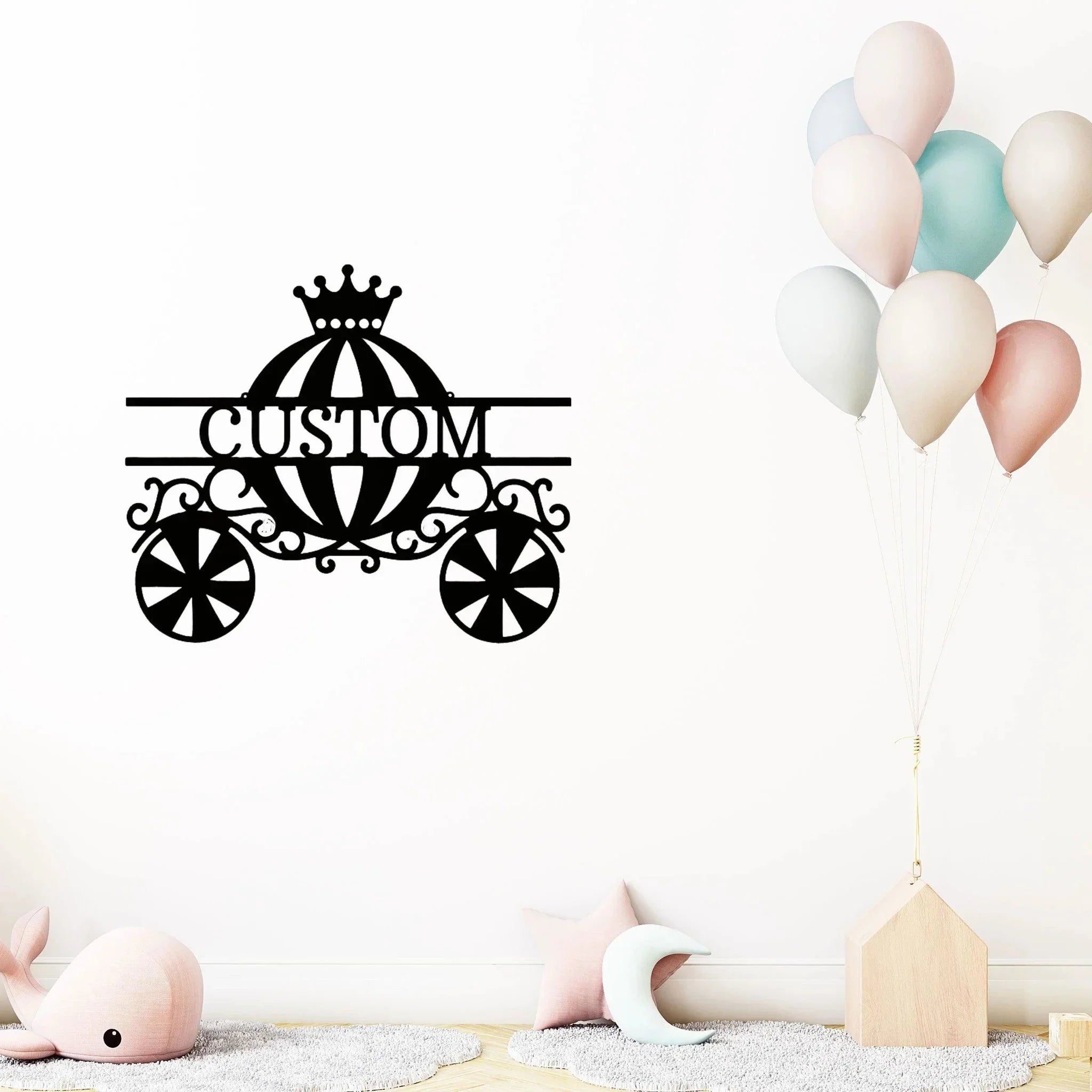 Princess Cinderella Pumpkin Carriage Custom Name Metal Art Wall Sign